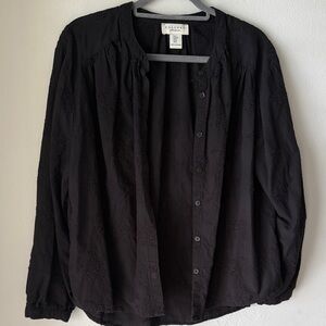 Calypso St Barth 100% cotton embroidered button front blouse top breezy tropical